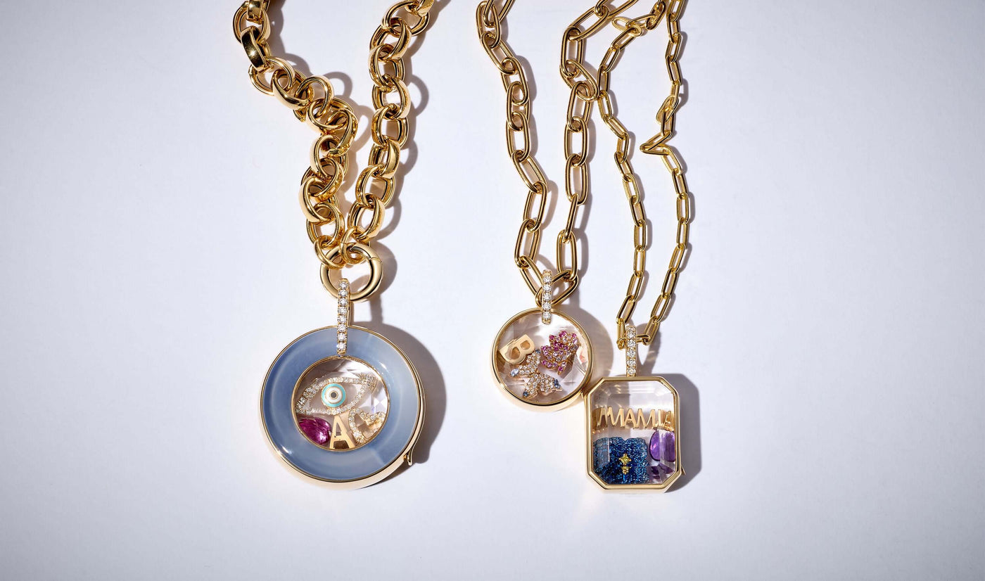 Collier Blue Chalcedony Diamond Rond