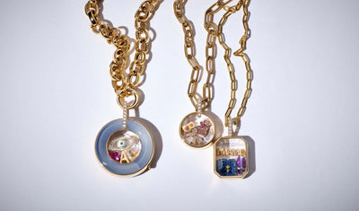 Collier Blue Chalcedony Diamond Rond