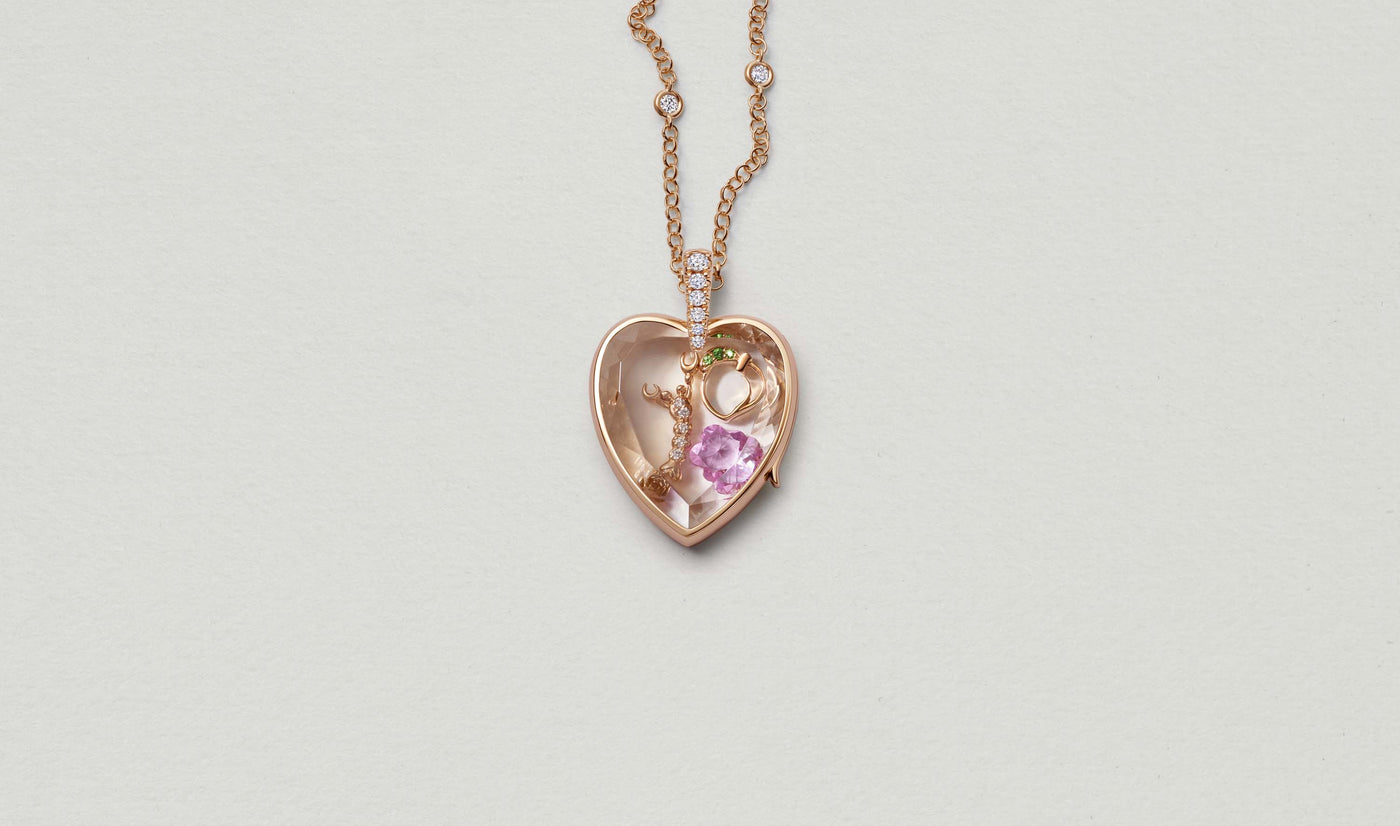 Collier Amate Diamond Heart Rose Gold