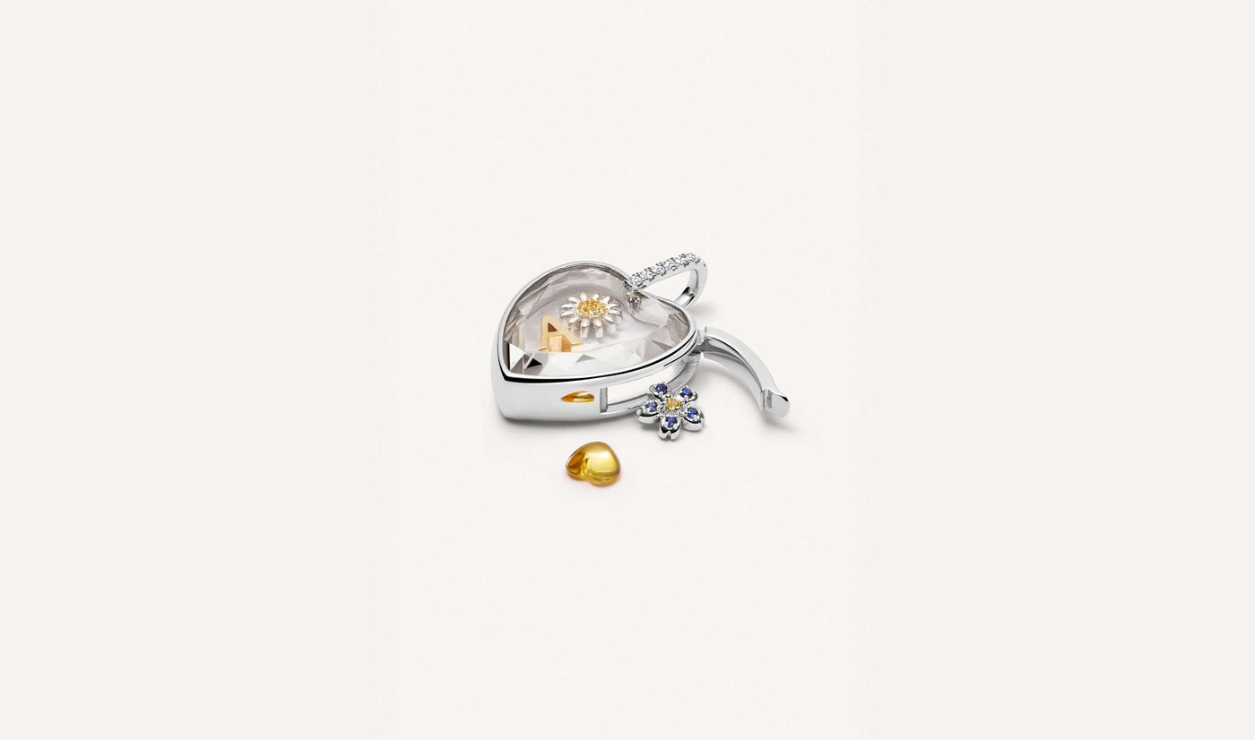 Yellow Cabochon Sapphire Heart Charm