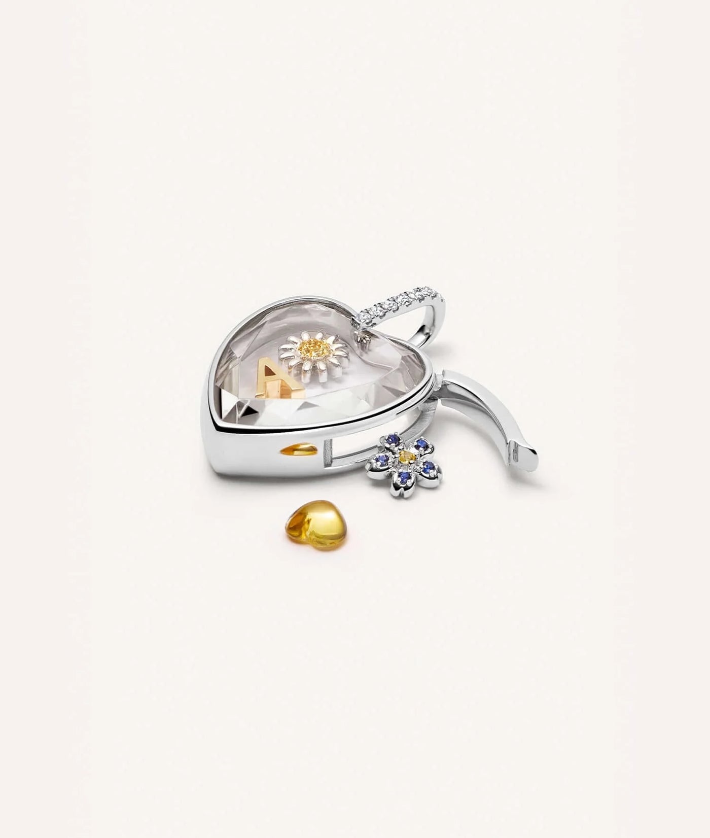 Collier Amate Diamond Heart Argenté