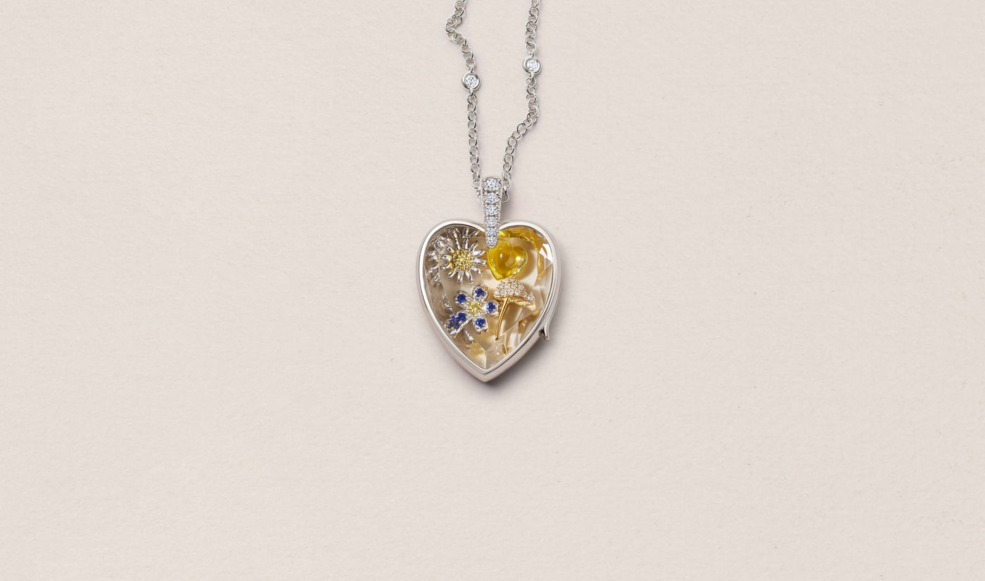 Collier Amate Diamond Heart Argenté