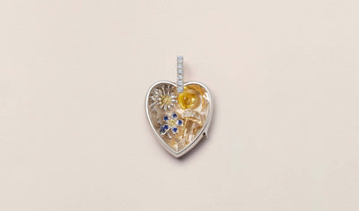 Yellow Cabochon Sapphire Heart Charm