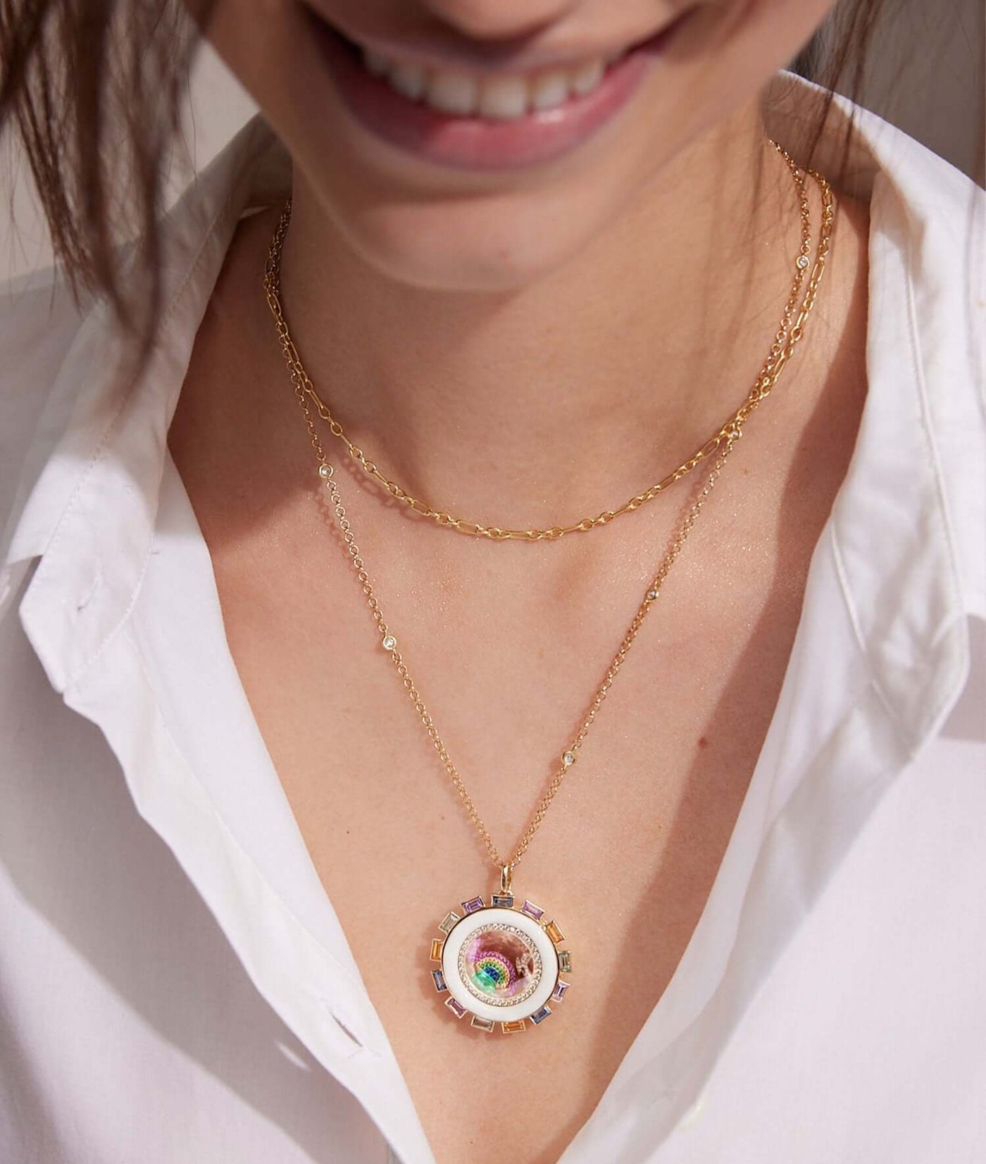 Collier Aurora Agate and Sapphire