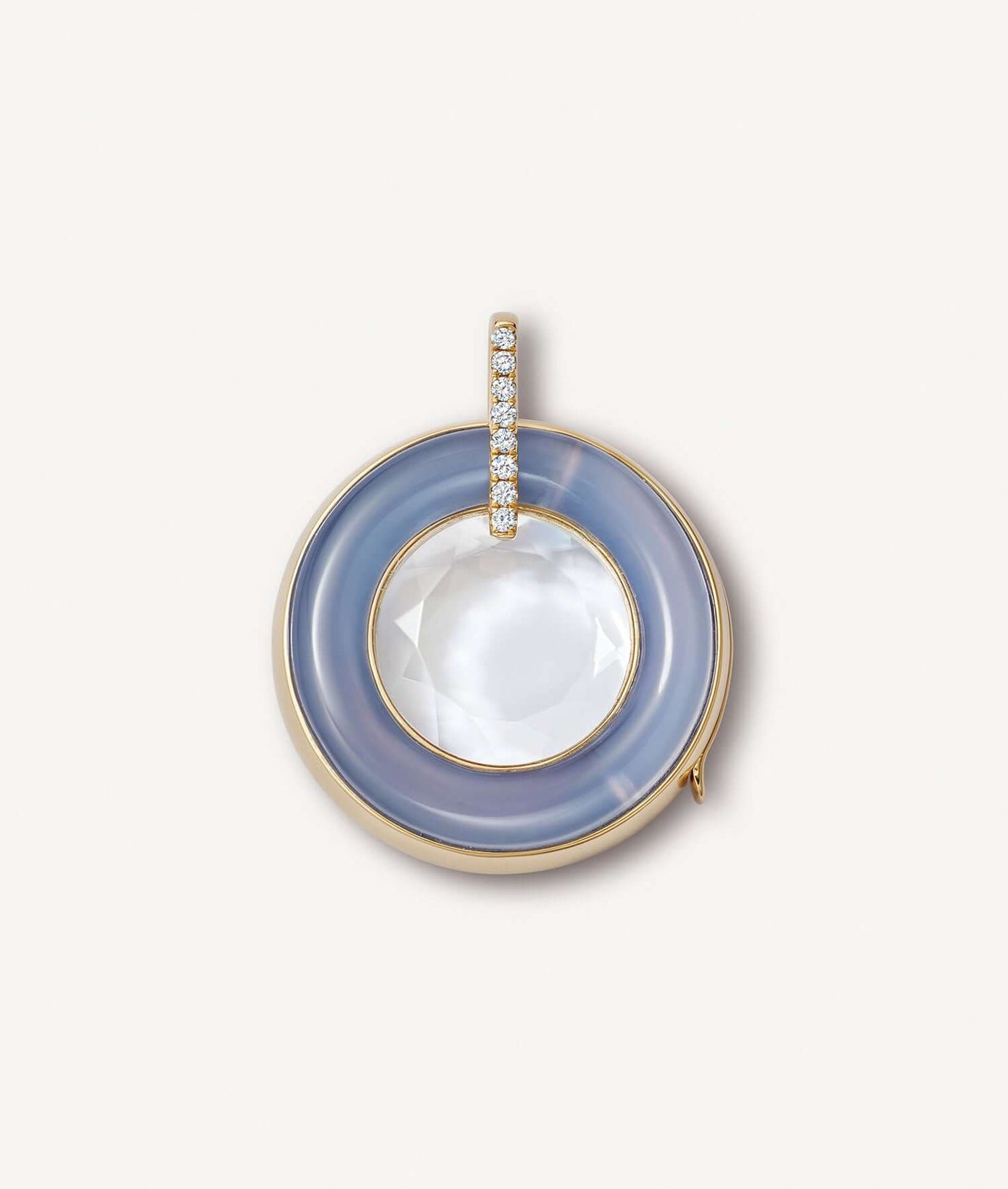 Collier Blue Chalcedony Diamond Rond