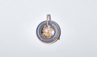Collier Blue Chalcedony Diamond Rond