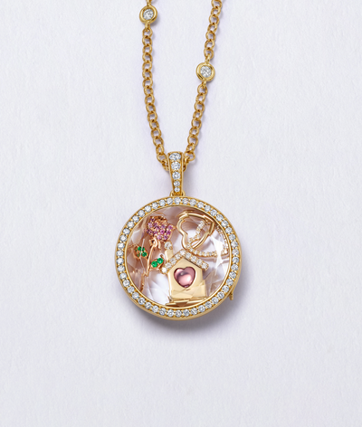 Pink Sapphire Rose Charm