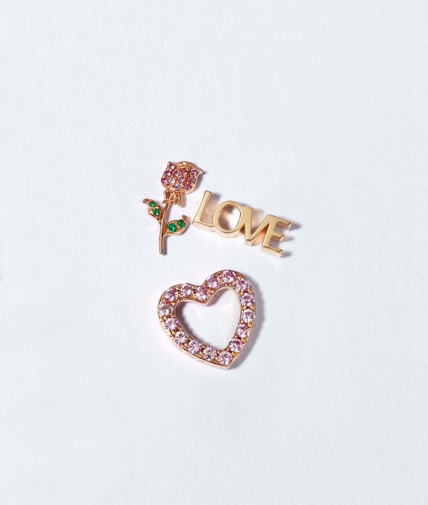 Pink Sapphire Rose Charm