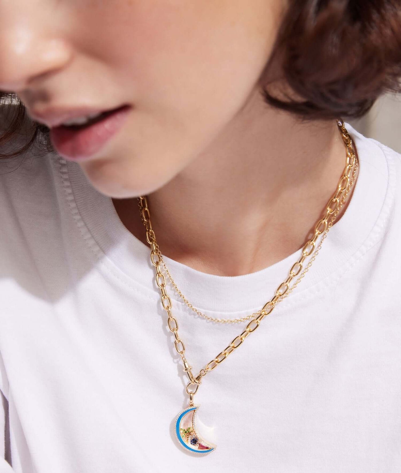 Collier Lunar Crescent Moon Diamond