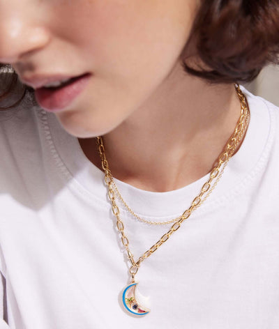 Collier Lunar Crescent Moon Diamond