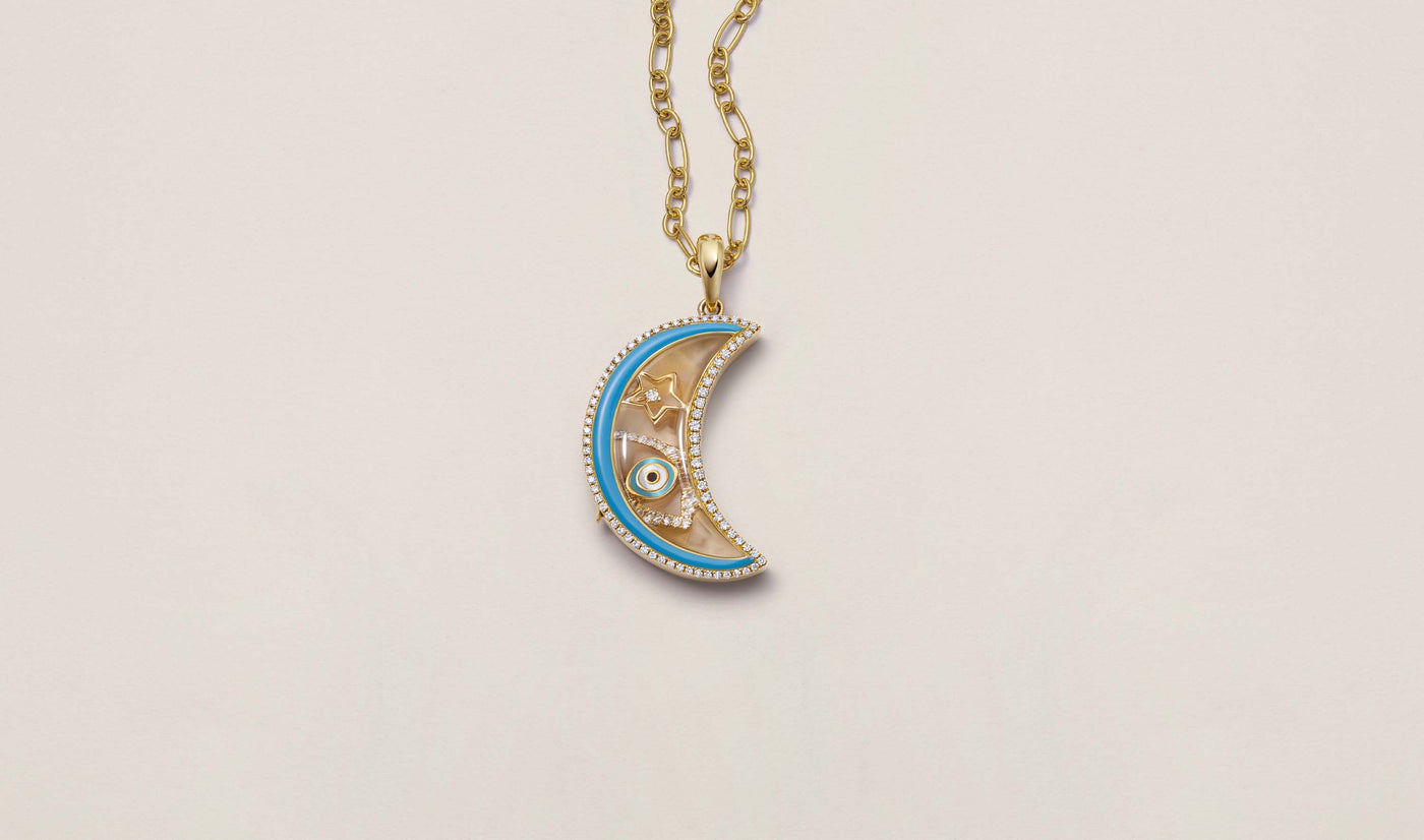 Collier Lunar Crescent Moon Diamond