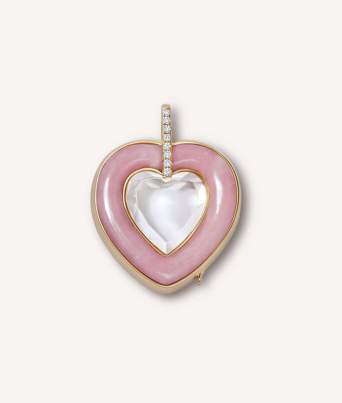 Collier Pink Opal Diamond Heart