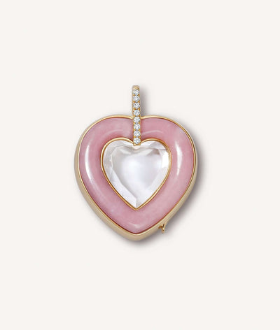 Collier Pink Opal Diamond Heart