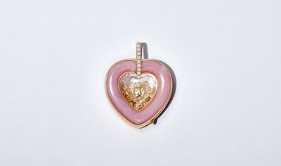 Collier Pink Opal Diamond Heart