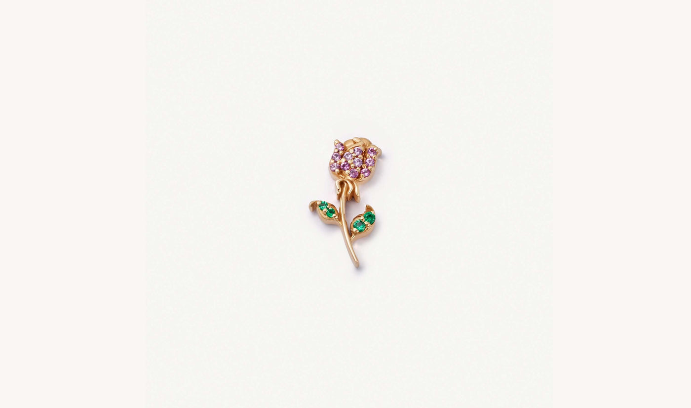 Pink Sapphire Rose Charm