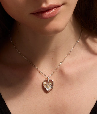 Collier Amate Diamond Heart Argenté
