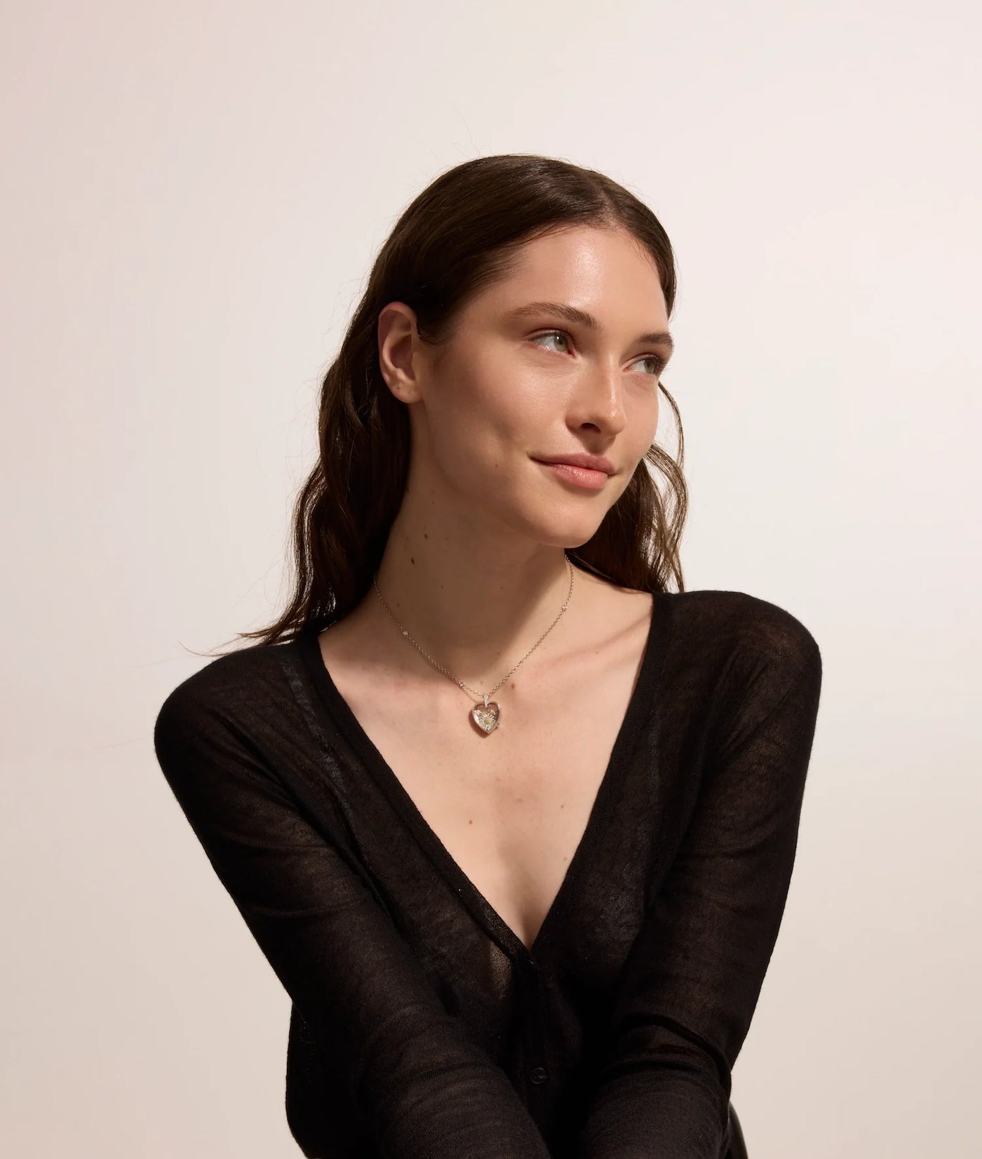Collier Amate Diamond Heart Argenté